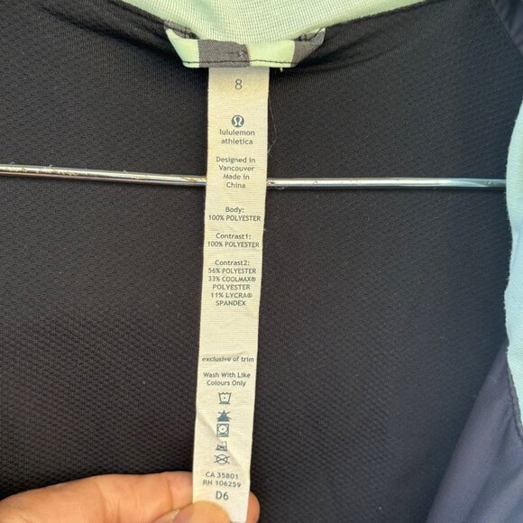 Lululemon Get Up And Glow Jacket Size 8 Mint Green & Black Stripes Reflective - Picture 11 of 13